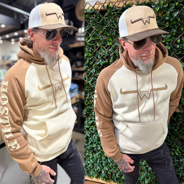 Hoodie beige et marron logo -Hostile western