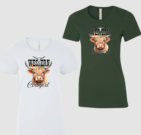 T-shirt vache Femme | Vert OU Blanc | Western Clothings