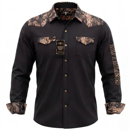 Chemise Homme | Camo Noir | Ruthless Rustlers
