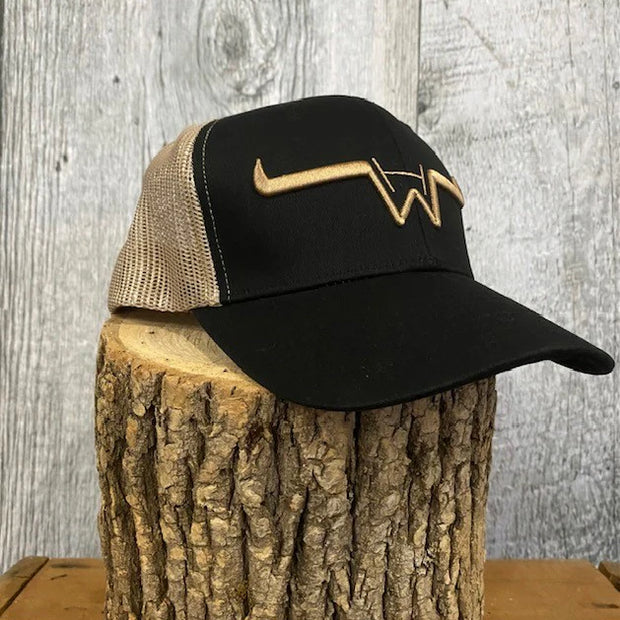 Casquette beige et noire à trou pour queue de cheval Hostile Western