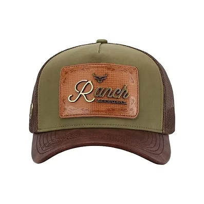 Casquette en cuir brodé à logo métallique Ranch & Corral