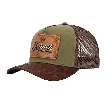 Casquette en cuir brodé à logo métallique Ranch & Corral