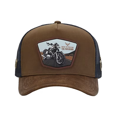Casquette en cuir et patch brodé moto Ranch & Corral