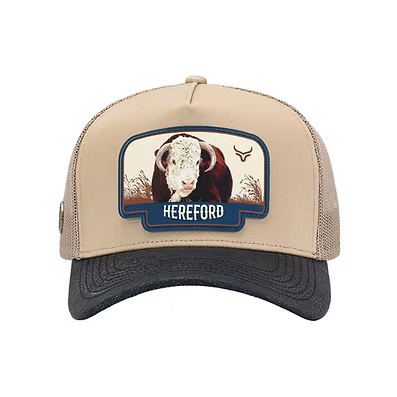 Casquette en cuir et patch brodé vache Hereford Ranch & Corral