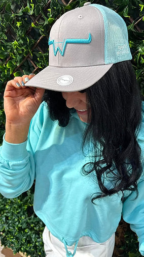 Casquette turquoise à trou pour queue de cheval Hostile Western
