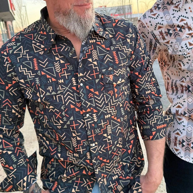 Chemise country Noir à motifs géométriques Shack Story