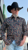 Chemise country Noir à motifs géométriques Shack Story