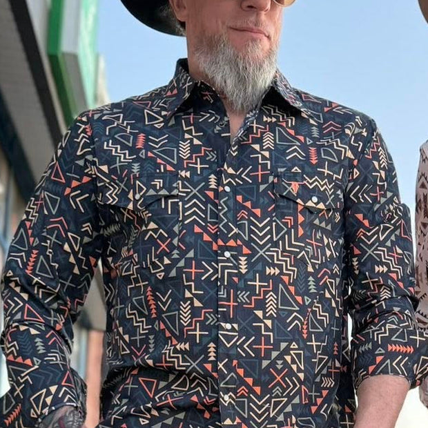 Chemise country Noir à motifs géométriques Shack Story