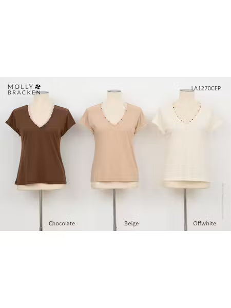 T-shirt ornements pour femme | Blanc cassé | Molly Bracken