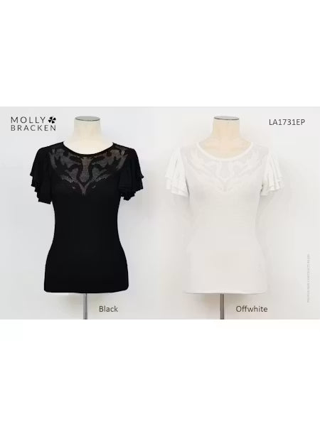 t-shirt ajusté pour femme | Manches volant Blanc| Molly Bracken