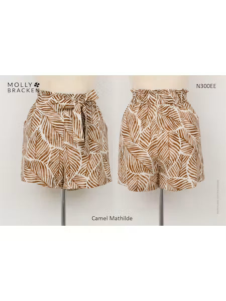Short fluide taille haute pour femme | Brun & blanc| Molly Bracken