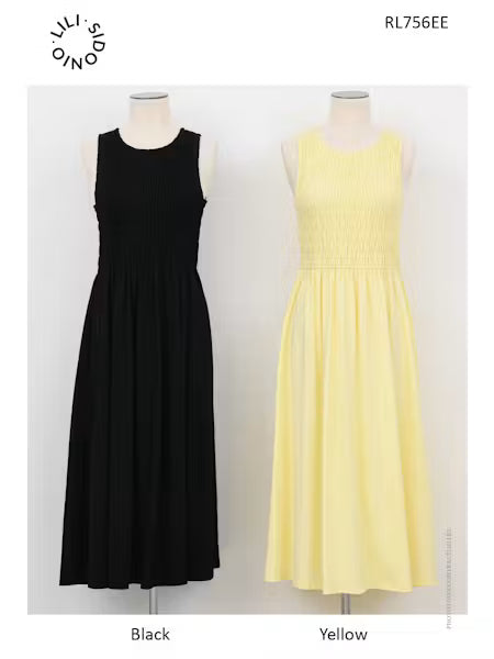 Robe Cotton smockée pour femme | Noir OU Jaune | Molly Bracken