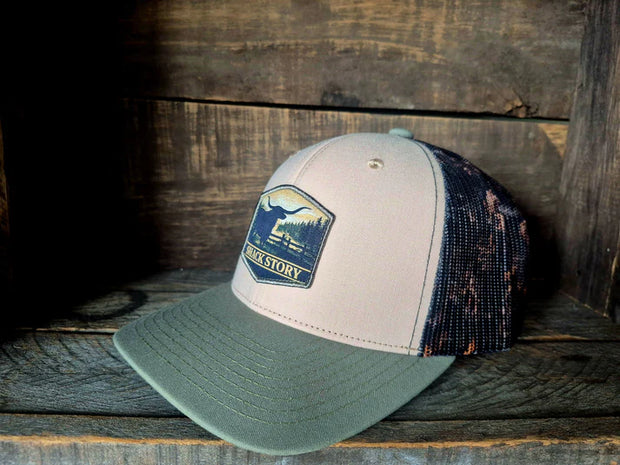 Casquette à filet camo et patch Longhorn Shack Story