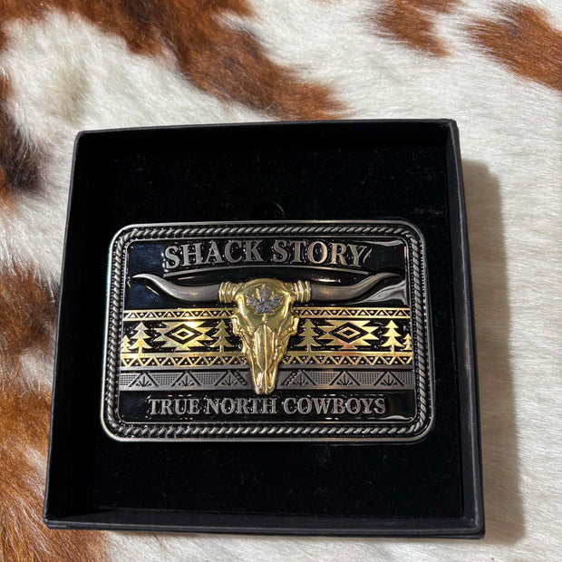 Boucle de ceinture dorée et argentée Shack Story