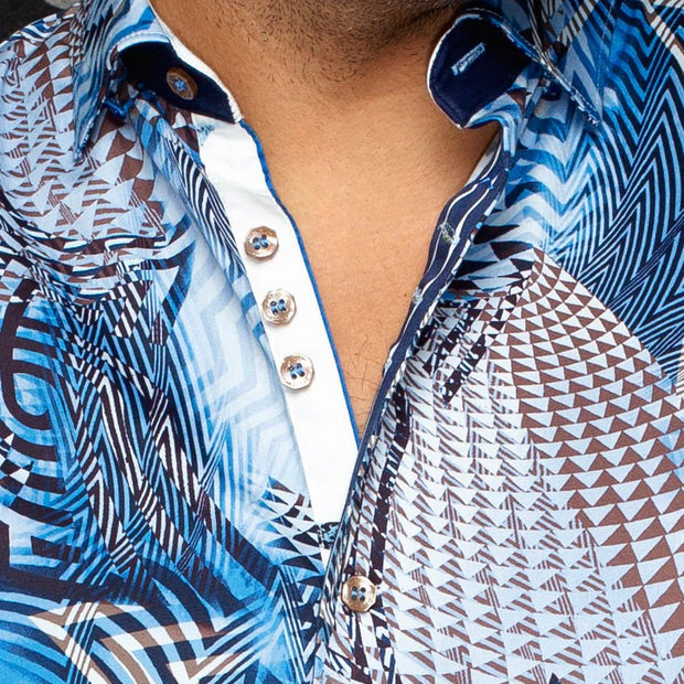 BADESIS(SS) | Chemise Tissée Bleu pour hommes | Au Noir
