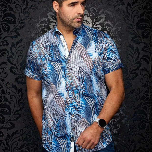 BADESIS(SS) | Chemise Tissée Bleu pour hommes | Au Noir