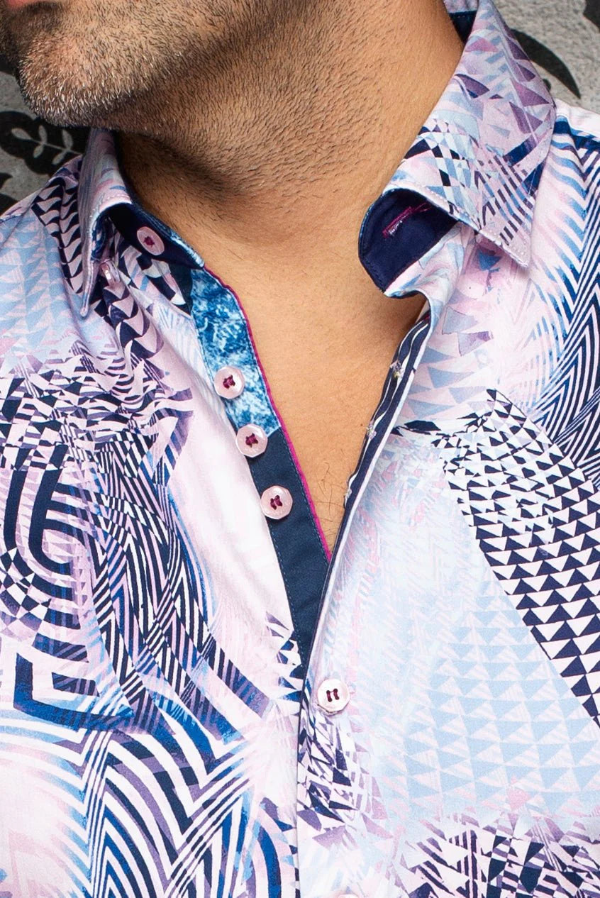 BADESIS(SS) | Chemise Tissée Rose pour hommes | Au Noir