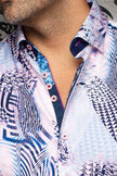 BADESIS(SS) | Chemise Tissée Rose pour hommes | Au Noir