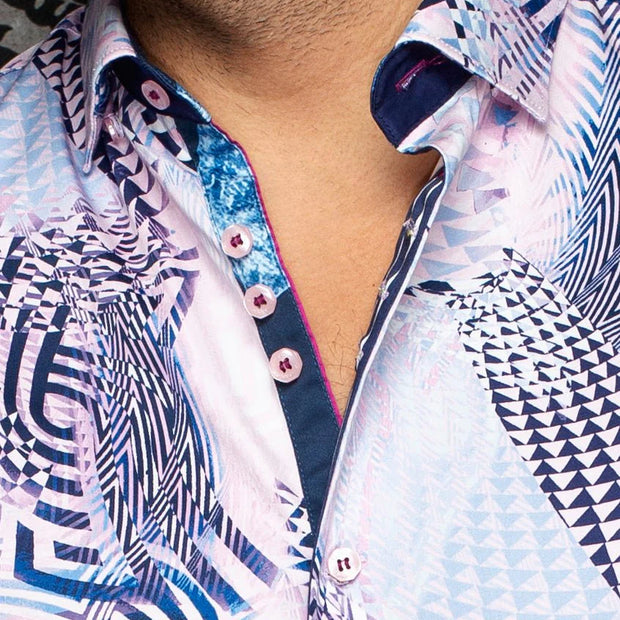 BADESIS(SS) | Chemise Tissée Rose pour hommes | Au Noir