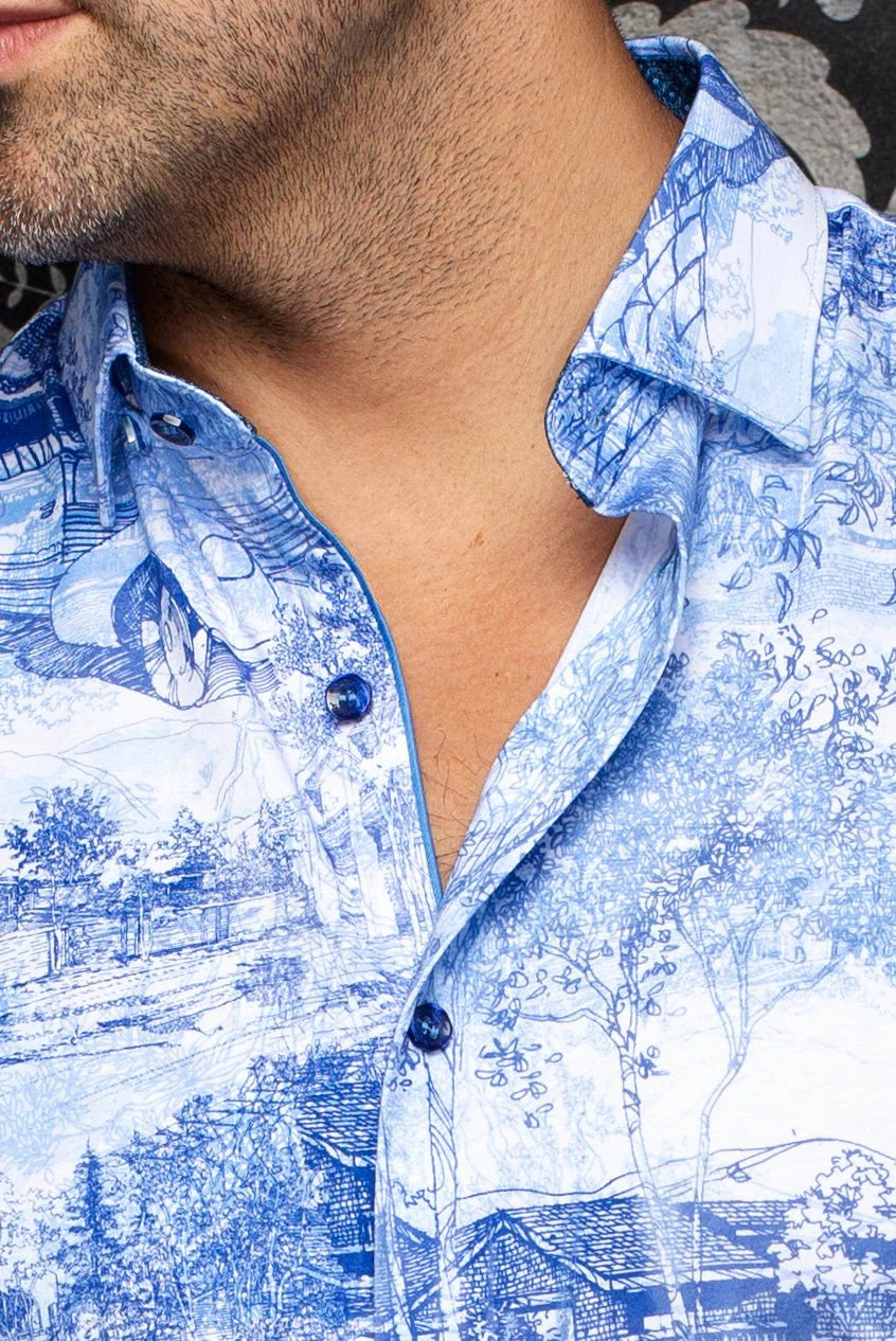 GAVELSTON | Chemise tricot pour homme Bleu Pale | Au Noir