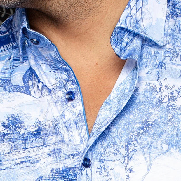 GAVELSTON | Chemise tricot pour homme Bleu Pale | Au Noir