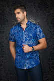 RONALDO | Chemise Tricot Extensible Bleu | Au Noir