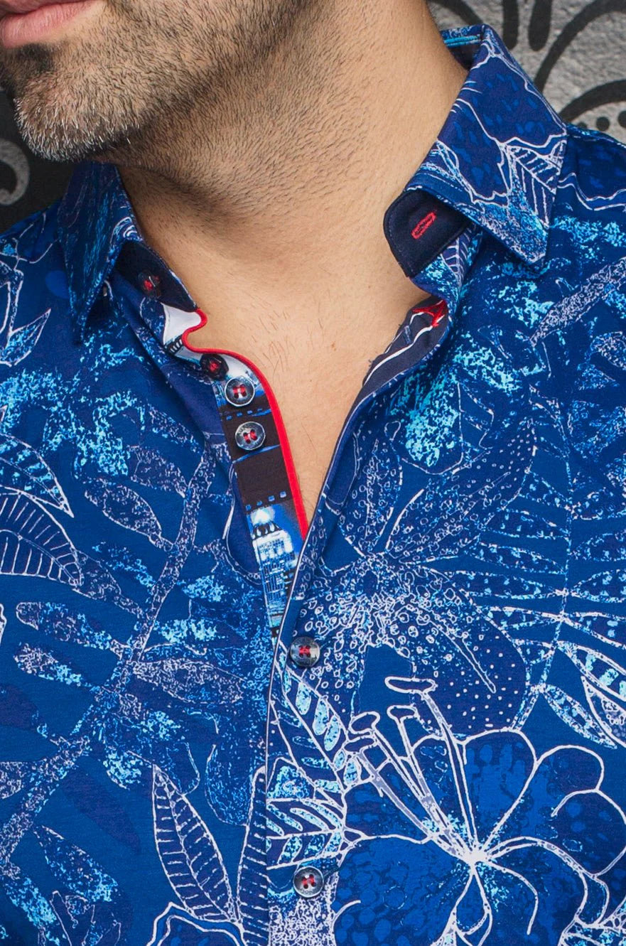 RONALDO | Chemise Tricot Extensible Bleu | Au Noir