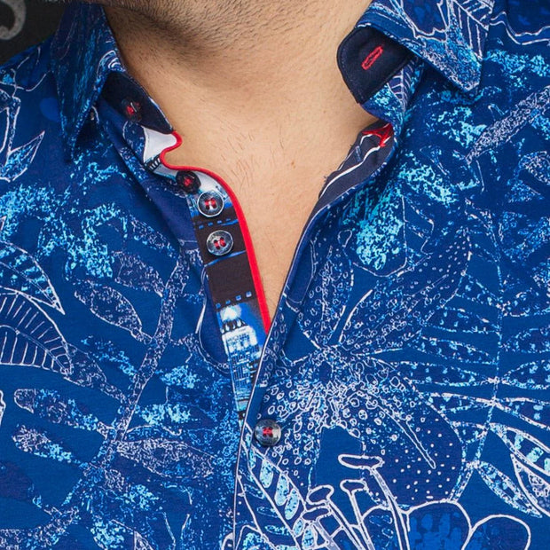 RONALDO | Chemise Tricot Extensible Bleu | Au Noir