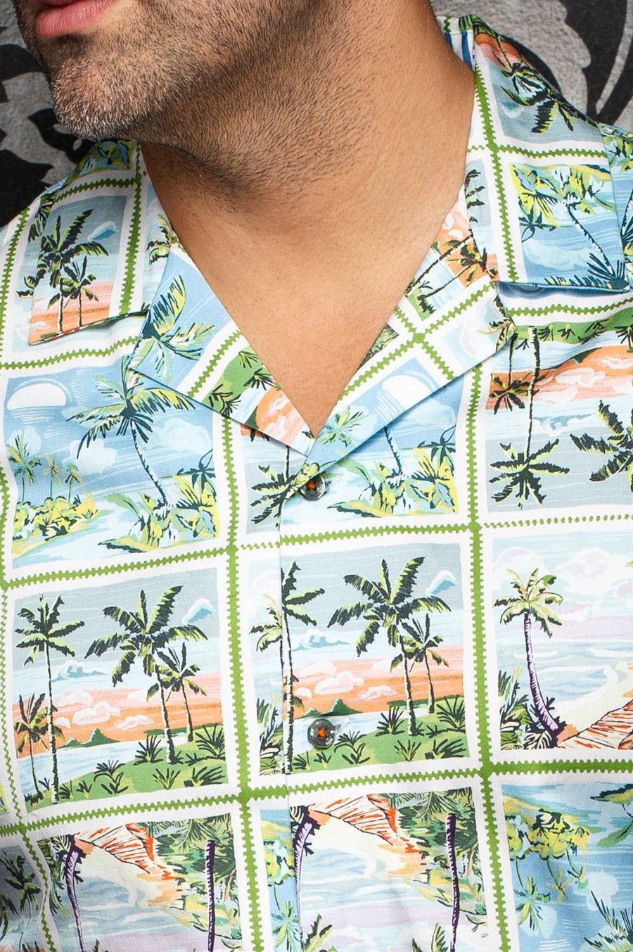 PALMBEACH | Chemise Flat Collar Olive pour hommes | Au Noir