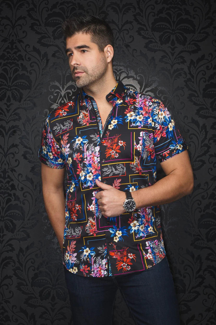 KAOPLEI | Chemise Extensible pour homme Noir | Au Noir