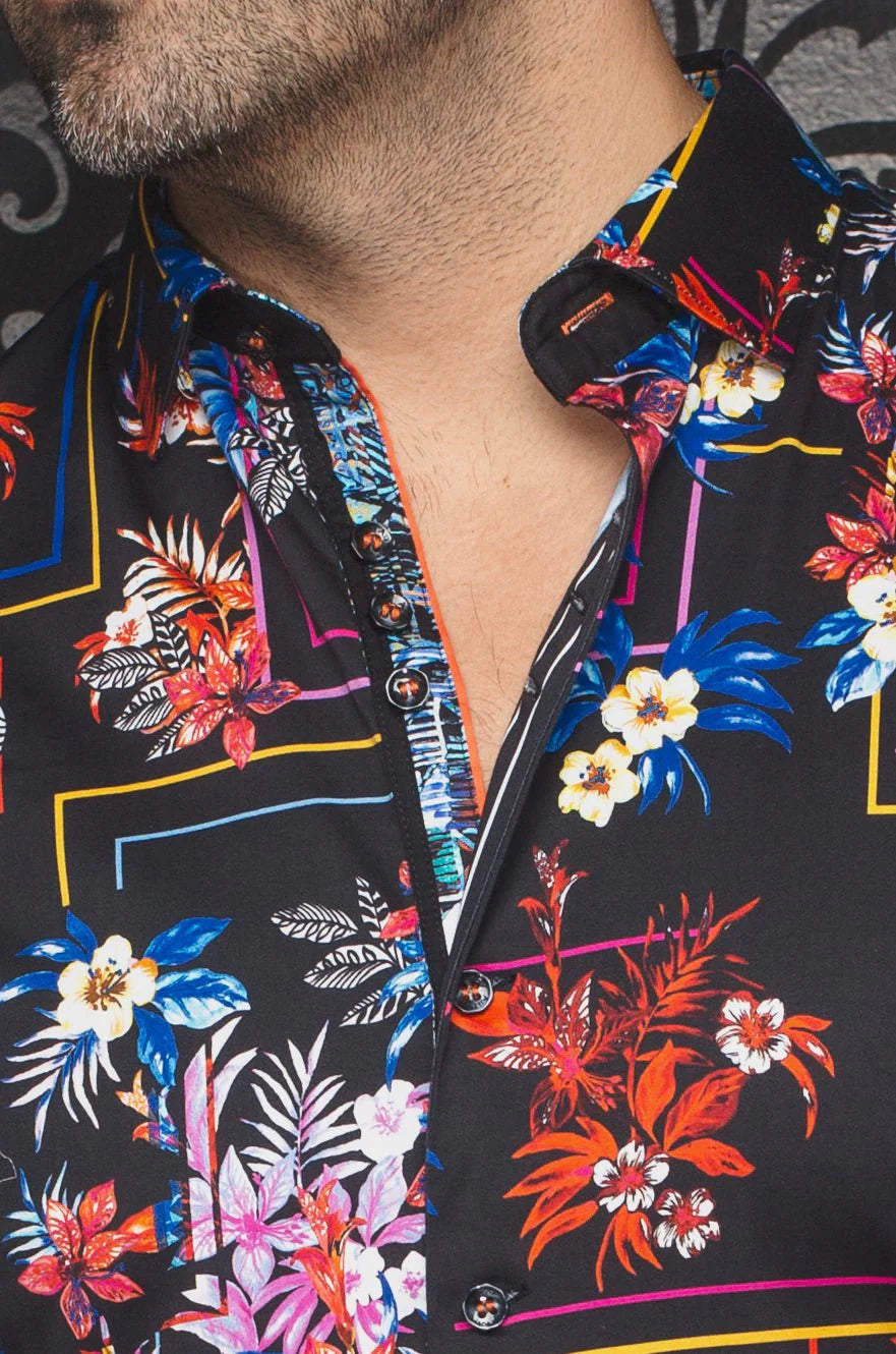 KAOPLEI | Chemise Extensible pour homme Noir | Au Noir