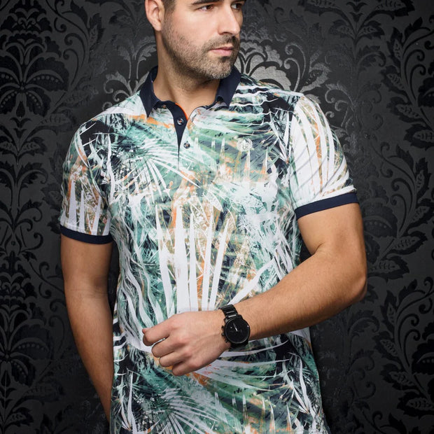 AMAZONIA | Polo Imprimé pour homme Vert | Au Noir