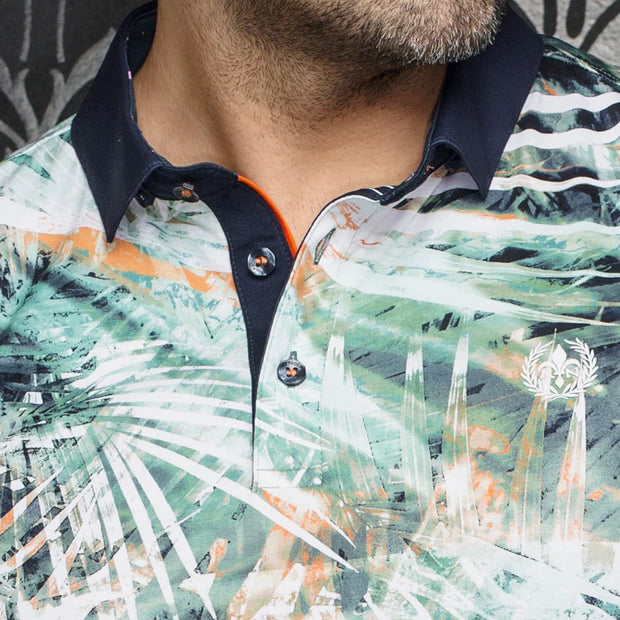 AMAZONIA | Polo Imprimé pour homme Vert | Au Noir
