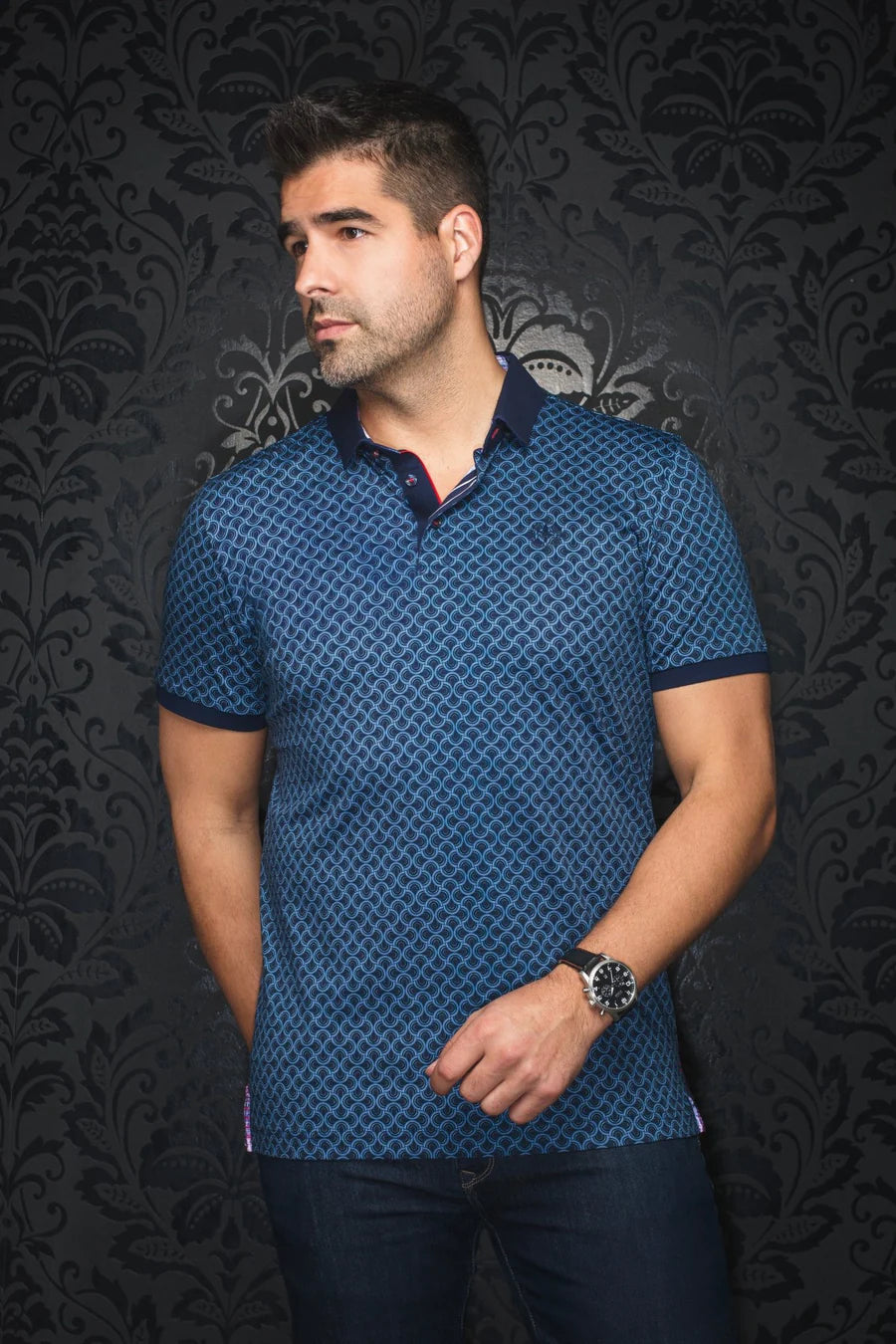 AVESTA | Polo Imprimé pour homme Marin | Au Noir