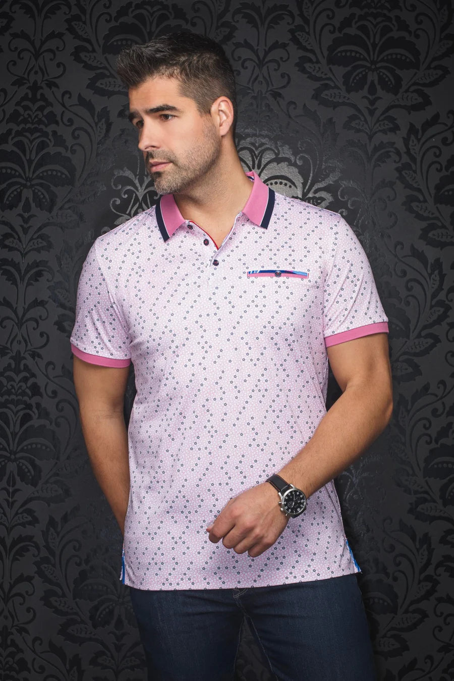 BRYLEE | Polo Imprimé pour homme Fushia | Au Noir