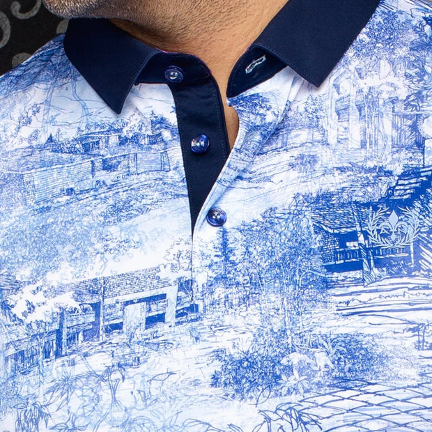 DRAINTREE | Polo Imprimé pour homme Bleu Pâle | Au Noir