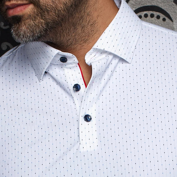 RAPHY NDL | Polo Nylon Extensible pour homme Blanc | Au Noir