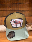 Casquette Cheval| Marron & vert poudre| Ranch & Corral
