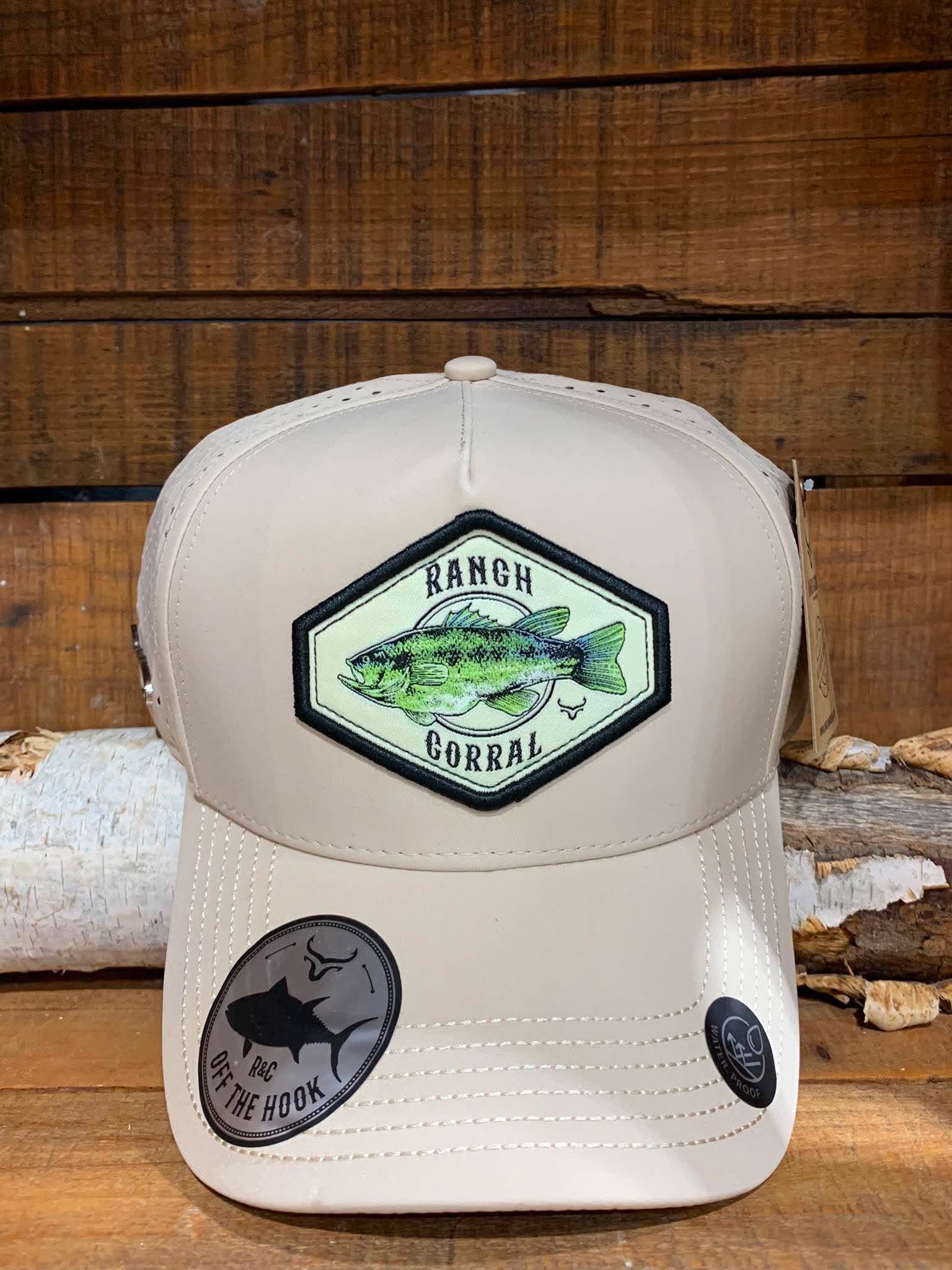 Casquette de pêche | Beige & vert| Hameçons | Ranch & Corral