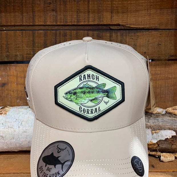 Casquette de pêche | Beige & vert| Hameçons | Ranch & Corral