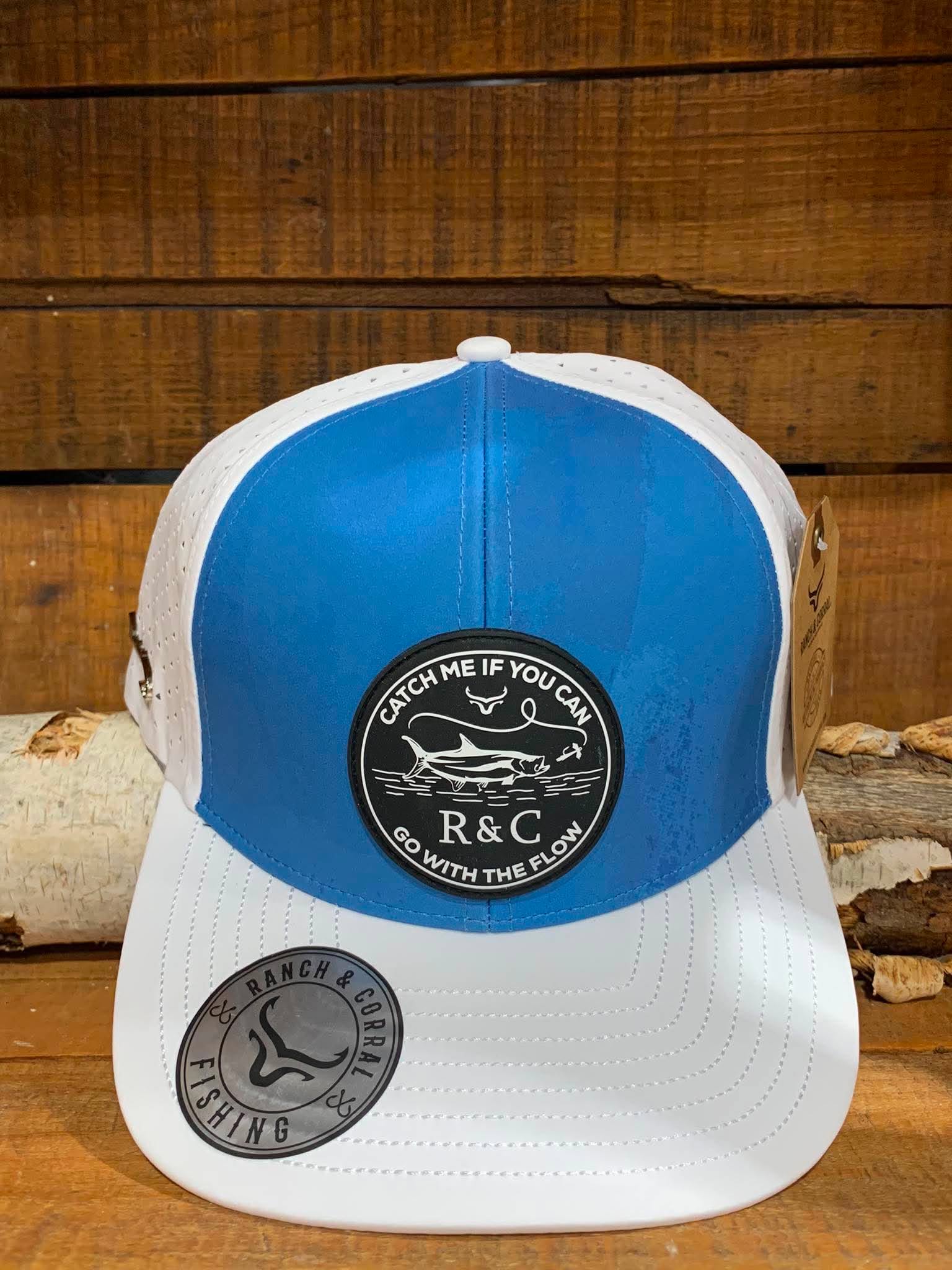 Casquette de pêche | Bleu & blanc | Hameçons | Ranch & Corral