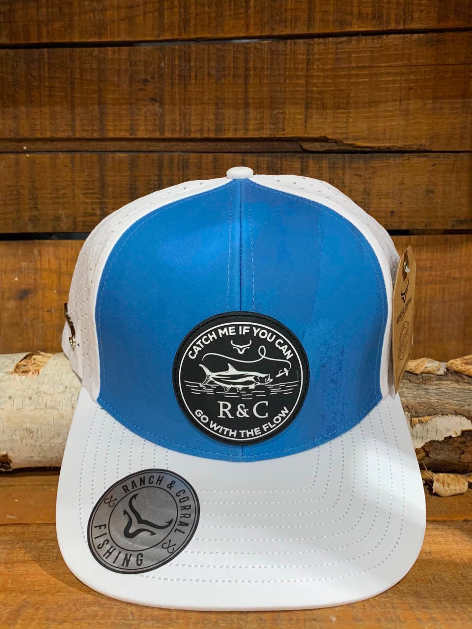 Casquette de pêche | Bleu & blanc | Hameçons | Ranch & Corral