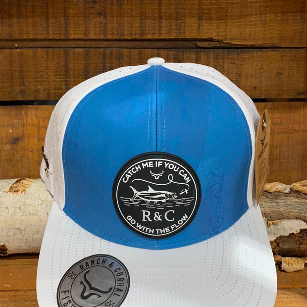 Casquette de pêche | Bleu & blanc | Hameçons | Ranch & Corral