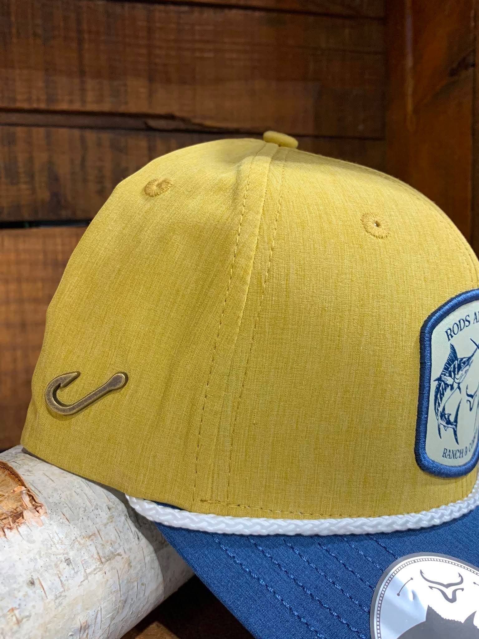 Casquette de pêche | Bleu & Jaune| Hameçons | Ranch & Corral
