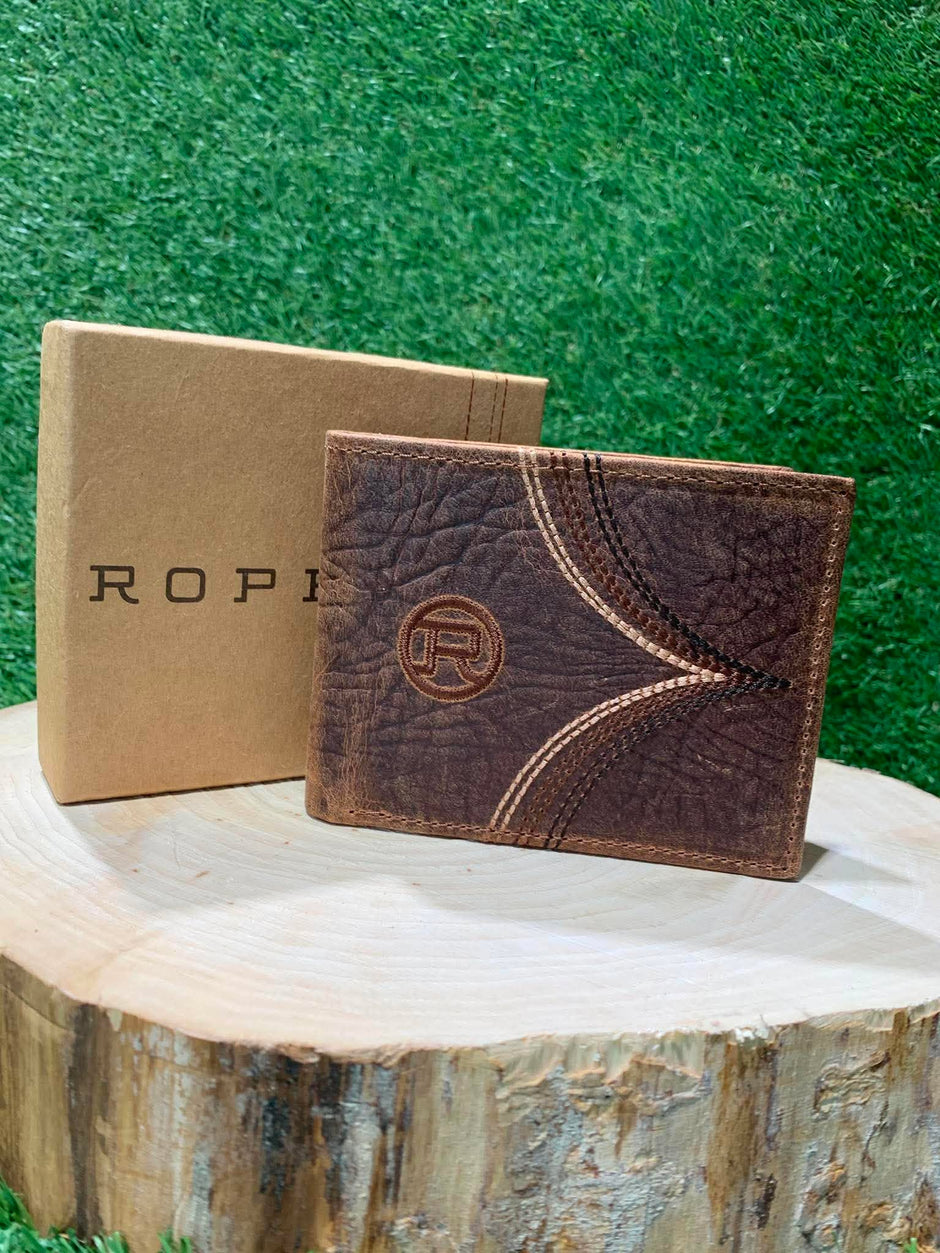 Portefeuille homme | Cuire brun broder | Roper