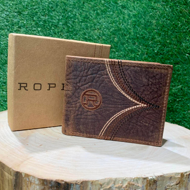 Portefeuille homme | Cuire brun broder | Roper