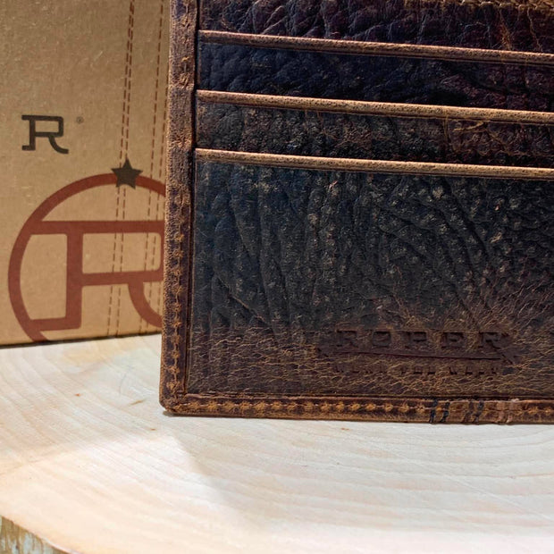 Portefeuille homme | Cuire brun broder | Roper