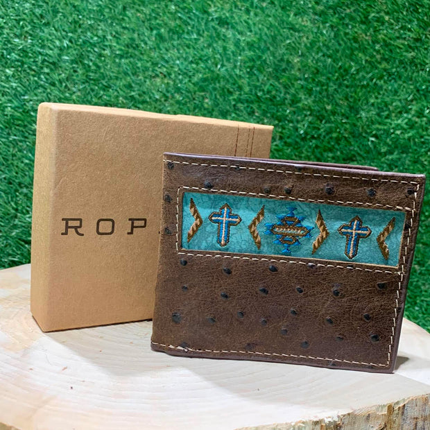 Portefeuille homme | Cuire autruche brun | Roper
