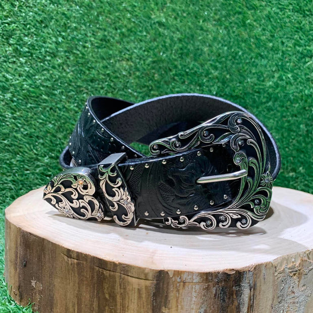 Ceinture Homme | Noir avec détails argenté | Roper
