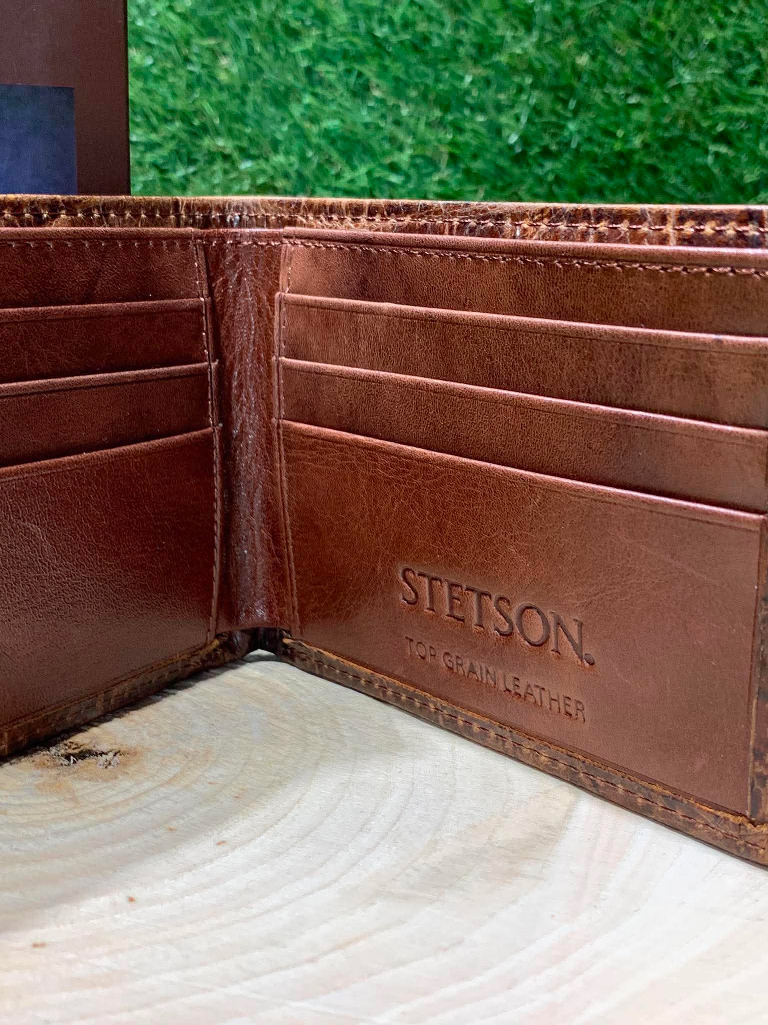 Portefeuille homme | Cuire croco cognac | Stetson